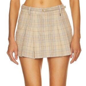 NWT Ansley Song of Style Beige Plaid Mini Skirt